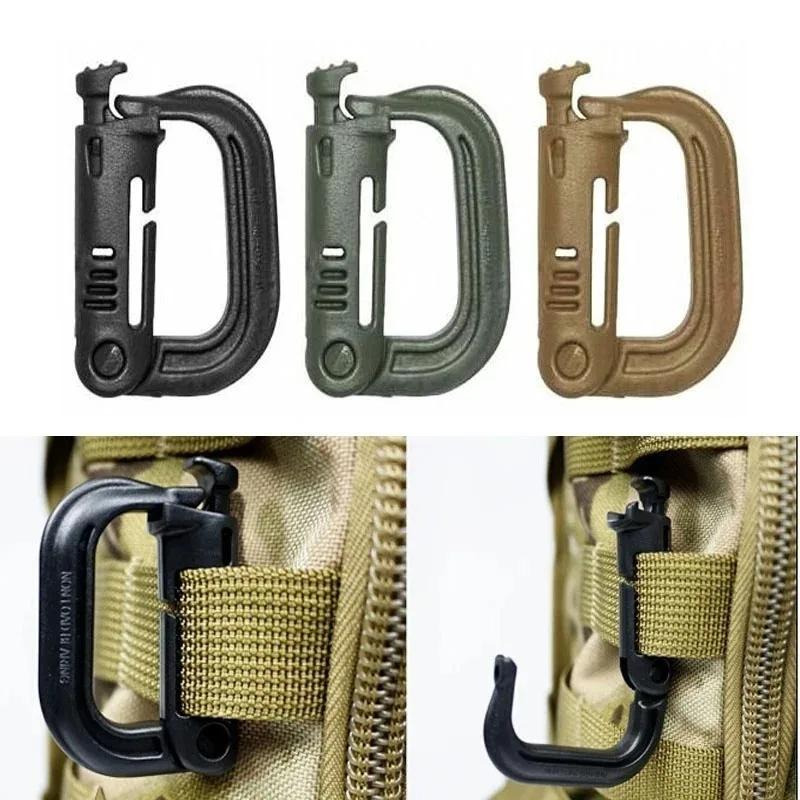 3PCS Carabiner D Locking Ring Plastic Clip Snap Type Ring Buckle Carabiner Keychain ITW Fastener Random Color