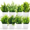 Artificial Plastic Eucalyptus Plants Small Indoor Potted Houseplants, Small Faux Plants for Home Decor Bathroom Office Farmhouse (Set 8)