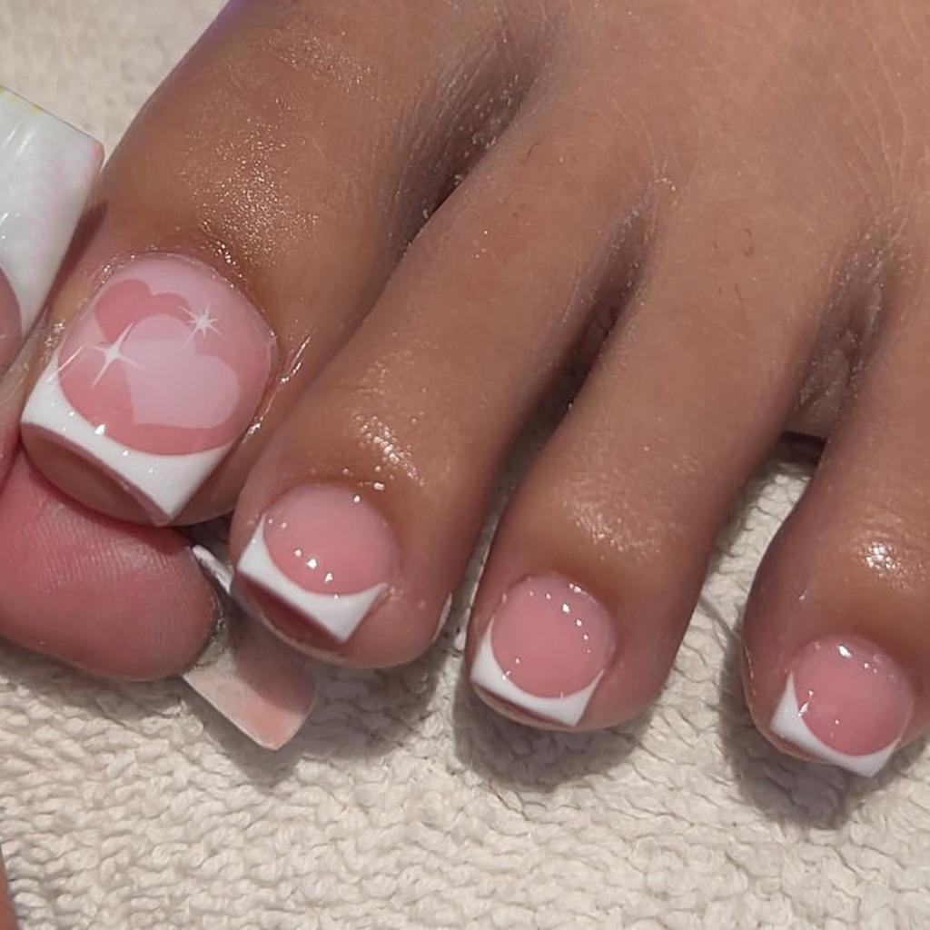 24Pcs Cute Lemon Pattern Short Yellow False Toe Nails Full Cover Wearable Press On Nail Tips