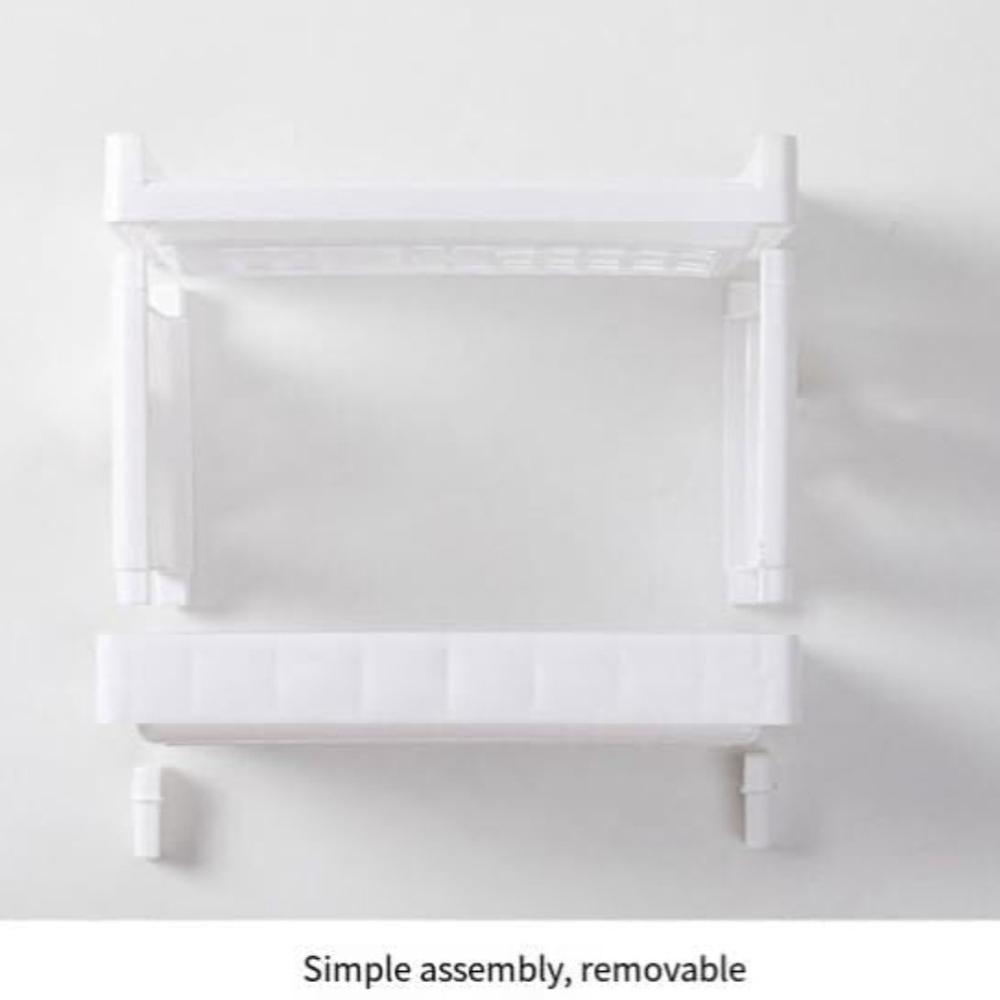 2-Tier Plastic Countertop Storage Rack, Multi-Purpose Pantry Storage Rack, Kitchen Spice Rack (White)