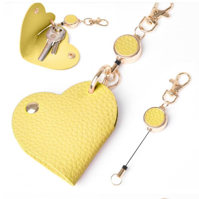 

Heart-Shaped Retractable Keychain With Pu Leather Strap & Golden-Tone Alloy Clip A7
