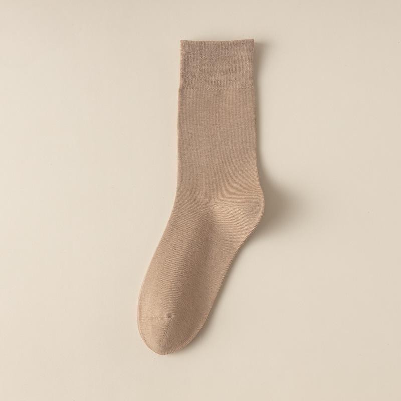 Women's Cotton Socks Solid Color Mid-tube Socks Versatile Pile Socks No Heel Fall Off Women's Socks