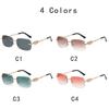 New Fashion Luxury Designer Sunglasses Women Rimless Flower Oval Elegant Shades Trendy Party Cute Glasses