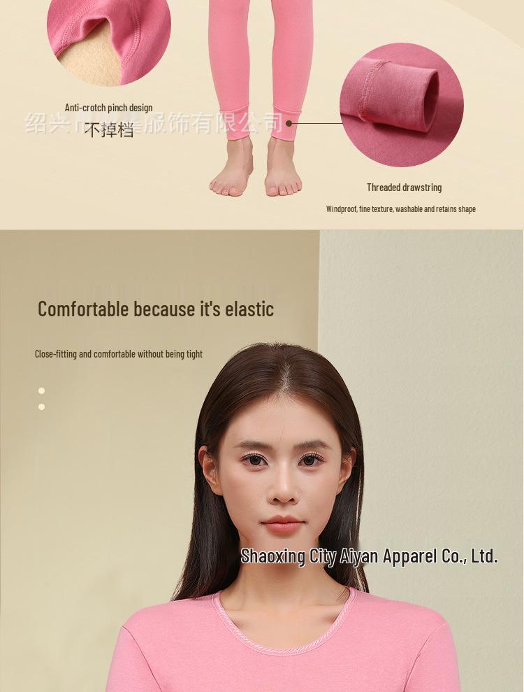 Women's Red Bean Pure Cotton Autumn Set: Round Neck Thin Warm Base Layer and Loose Pants