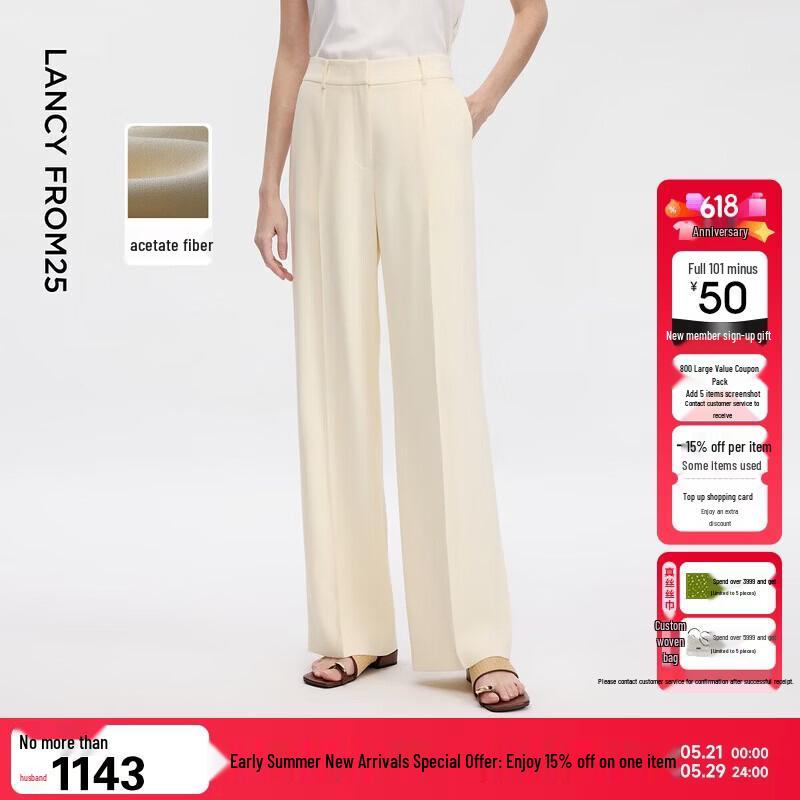Women s Acetate Blend Straight-Leg Trousers L
