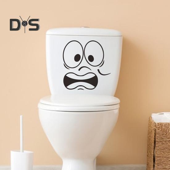Toilettenaufkleber mit erschrockenem Ausdruck, wasserdicht, entfernbar, selbstklebend, PVC, Wandkunst, Cartoon-Ausdruck, Toilettensitzdeckel-Dekoration für Wohnzimmer und Badezimmer