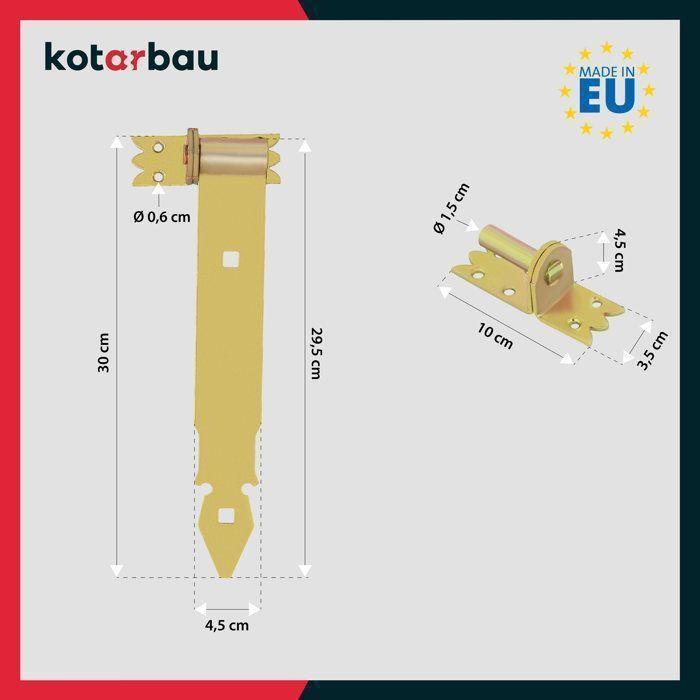 Balamale de ușă - KOTARBAU - 300 mm - Oțel galvanizat - Galben - 2 bucăți