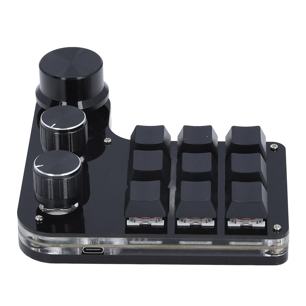 USB Mini Macro Mechanical Gaming Keyboard Programmable 9 Keys 3 Knobs Red Switch RGB LED Onboard