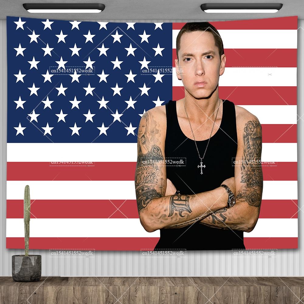 Amerikanischer Rap-Gott Hip-Hop-Musikflagge Eminem Wandteppiche Wandbehang Meme-Wandteppich Kunst Ästhetische Raumdekoration Schlafzimmer-Wandbehänge