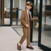 Teen Boys White Piping Suit Blazer Pants Set Kids Gentleman Formal Tuxedo Wedding Ring Bearer Piano Performance Birthday Photograph Costume for 3-14Y