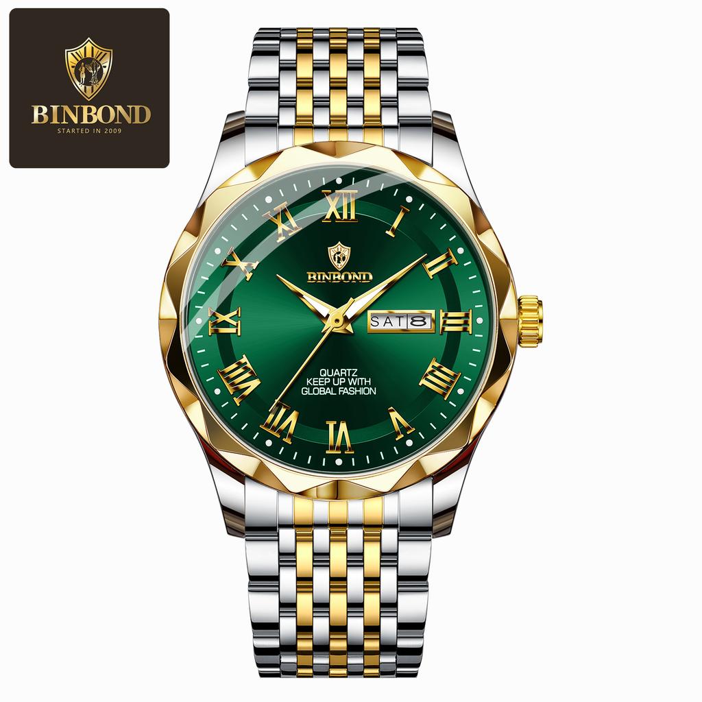 Men's Waterproof Luminous Business Watch Double Calendar Dial Quartz Watch