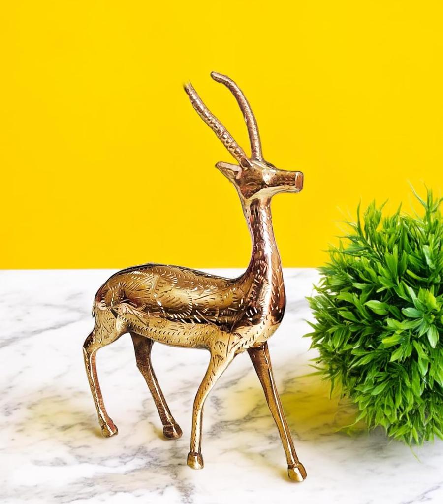 Ren Mässing Hjort Prydnadsföremål Dekorativ Statyett För Vastu Heminredning, Guldstaty