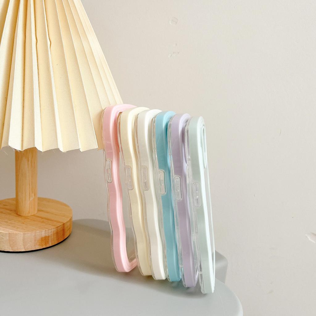 Fashion Transparent Curly Wave Case for iPhone 16 11 12 13 14 15 Pro Max Plus17 Air Shockproof Bumper Cover Capa Aesthetic