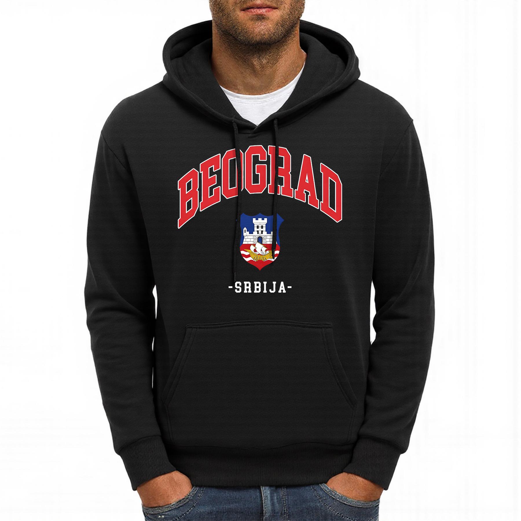 

Beograd Srbija Local Printing Men Hoodies Loose Fleece Hoodie All-Match Pocket Male Pullovers Autumn Multicolor Man Hoody 3XL