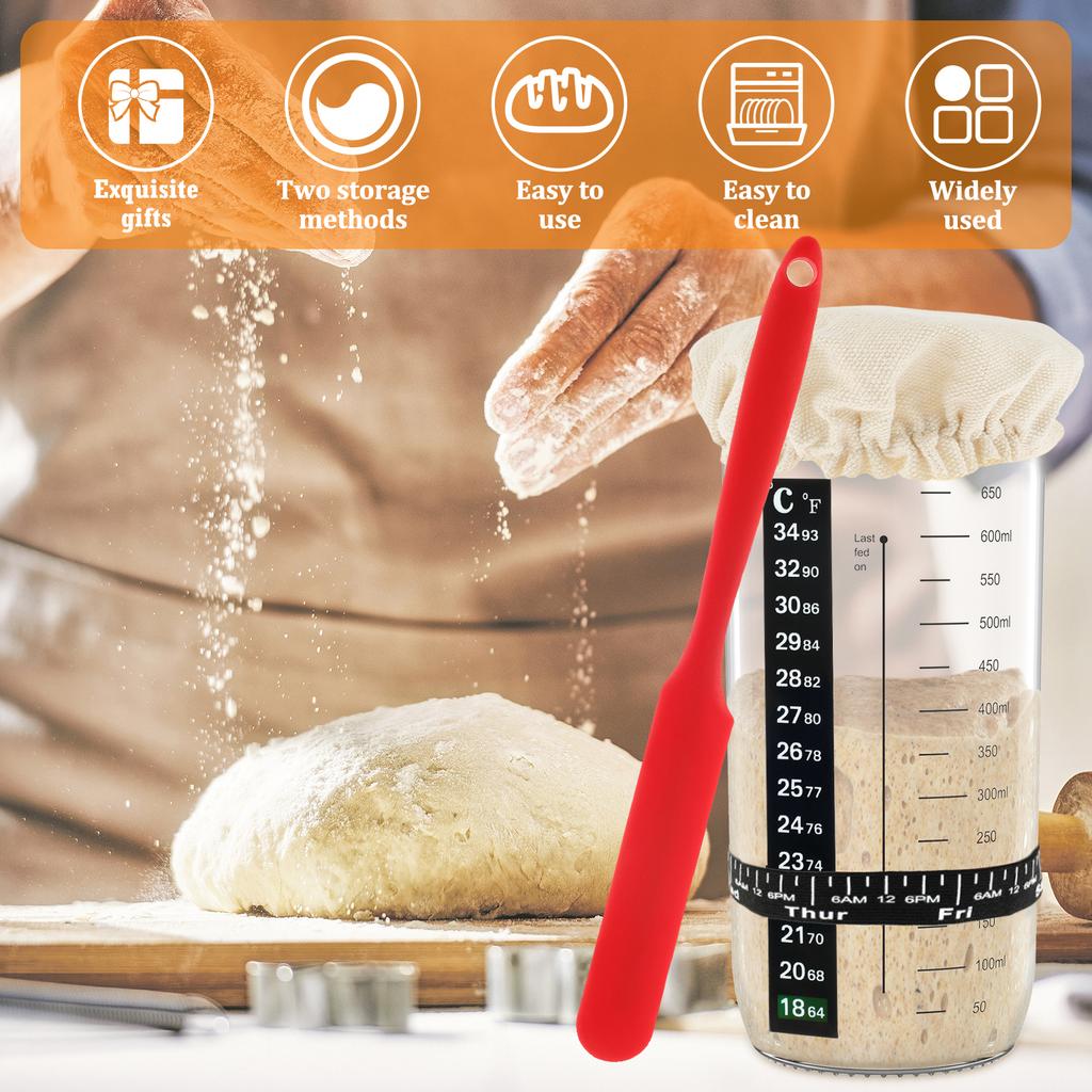 7Pcs Sourdough Starter Accessories with Cloth Cap Silicone Spatula Date Band and Temperature Paper Sourdough Starter Jar Tools