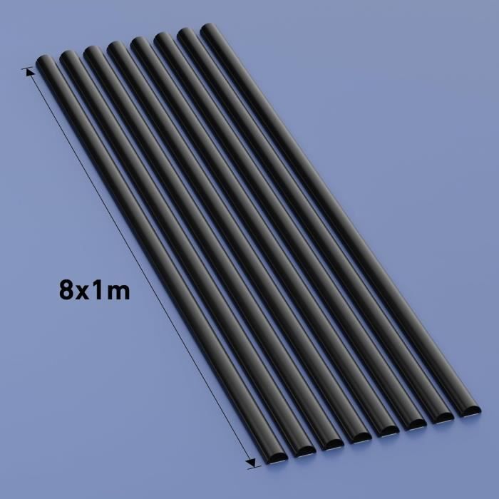 Goulotte Électrique - D-Line - Demi-Cercle - 8x 1m - Noir - PVC