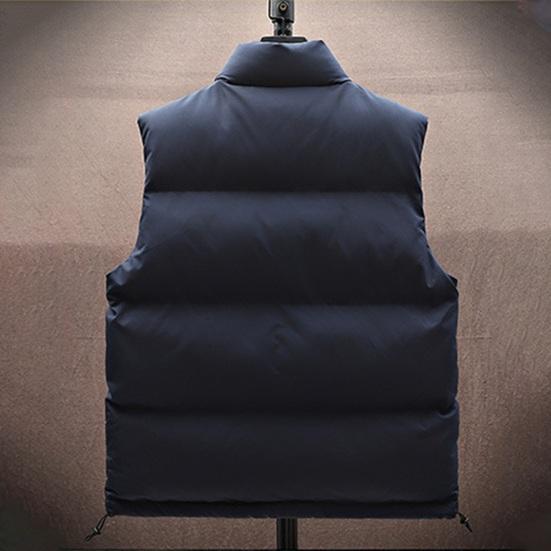 Men Waistcoat Stand Collar Sleeveless Zipper Placket Cotton Vest Coat with Side Pockets Solid