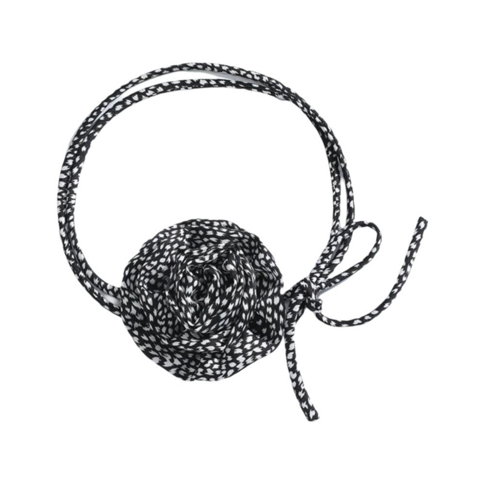 Korean Style Flower Clavicle Chain Wave Point Leopard Print Chocker Vintage Chiffon Necklace  Party