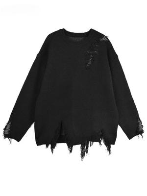 Lose Unregelmäßige O-Ausschnitt Pullover Pullover GJ1119