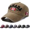 Casquette de baseball lavée avec feuille d'érable brodée du drapeau canadien, coton doux classique vintage réglable sport