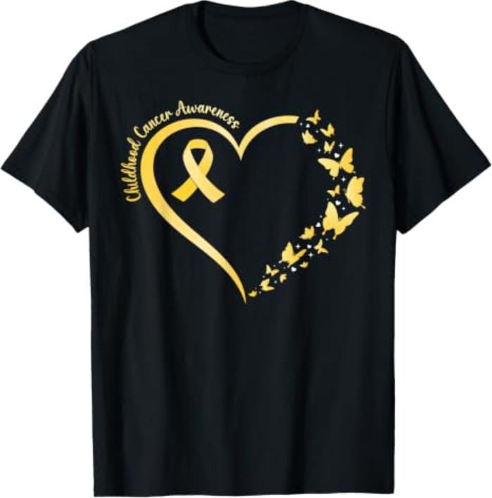 Gold Childhood Cancer Awareness Butterfly Heart