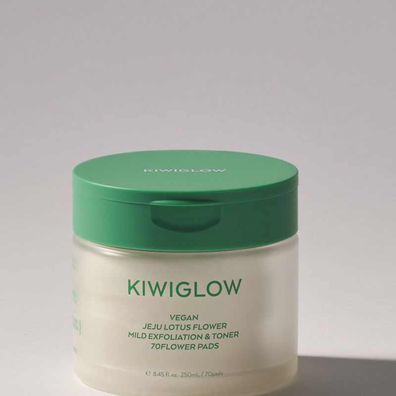 KIWIGLOW Веганские тонер-пэды с экстрактом лотоса с острова Чеджу для мягкого отшелушивания и контроля себума, большой объем, 70 шт.