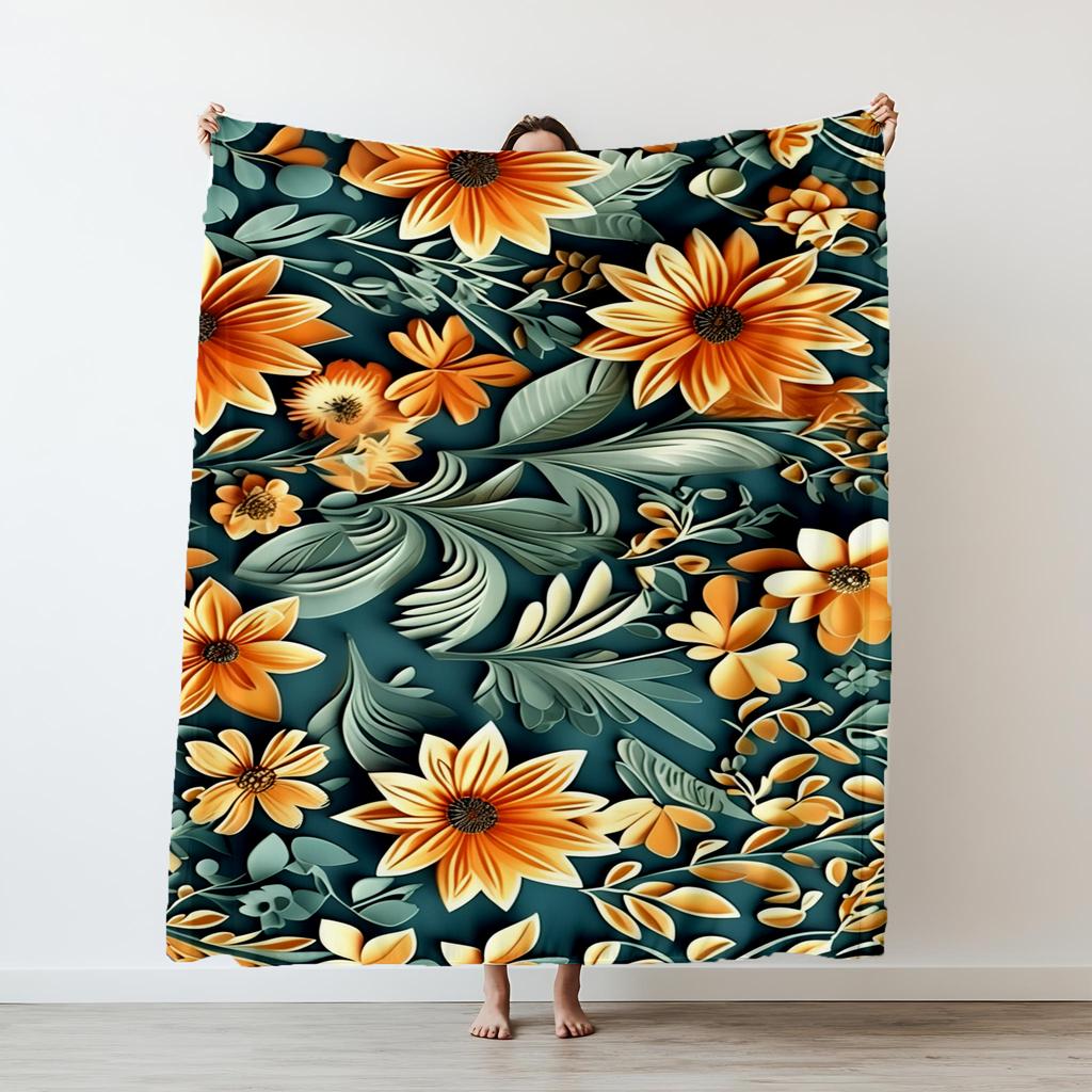 1PC flowers pattern printed blanket suitable for sofas beds offices travel camping chairs warm plush blanket
