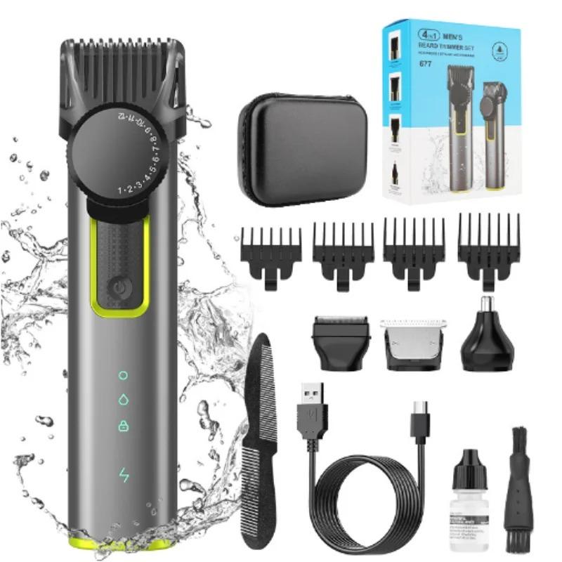 Multiplikation Professionelles Körperpflegeset für Männer IPX5 Wasserdichter elektrischer Haarschneider Kabelloser Haarschneider mit einstellbarer Zahnteilung von 1 mm bis 12 mm