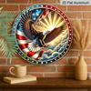 2D Flat 1pc American Flag Aluminum Metal Tin Sign, Freedom Spirit Round Aluminum Sign, Eagle Soaring 7.87X7.87 Round Aluminum Sign - Patriotic Pride