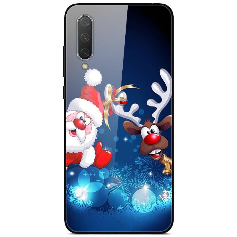 New Year Christmas Case For Xiaomi Mi 9 Lite CC9 CC9E A3 9T SE Tempered Glass Hard Cover For Redmi Note 8T 8 7 K20 Pro Bumper