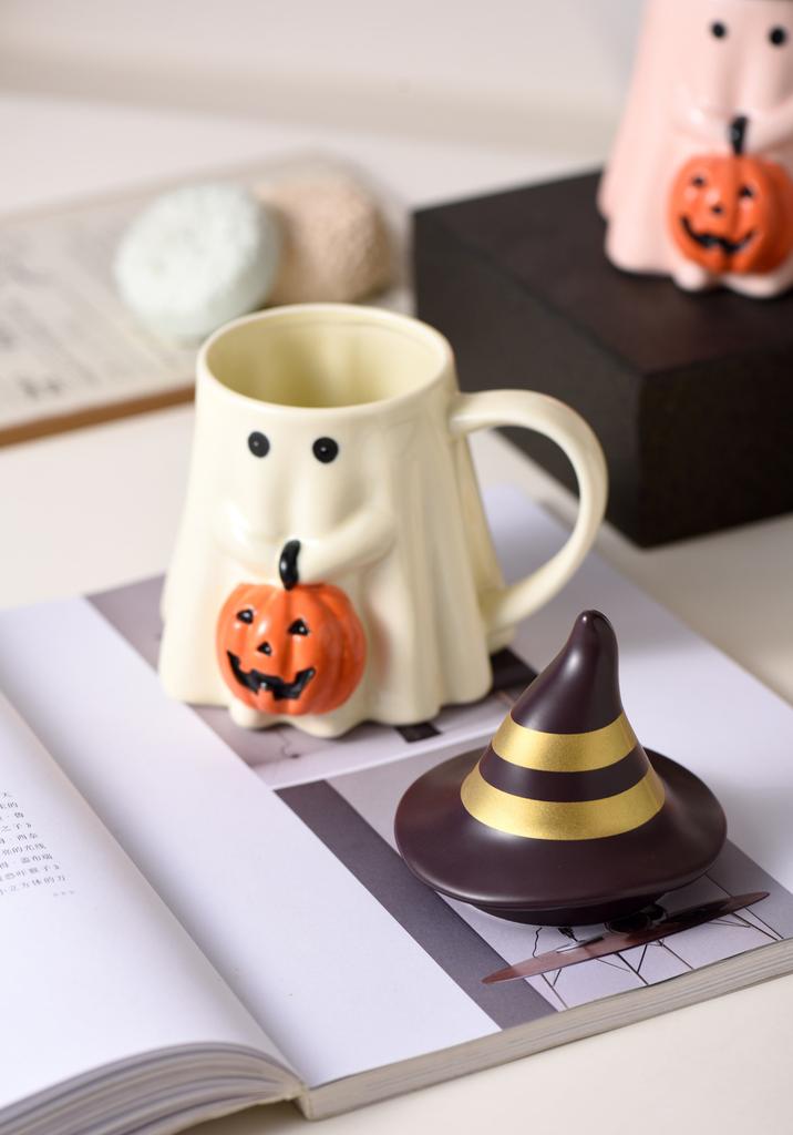 Handshake Pumpkin Elf Cup Halloween Creative Cartoon Ceramic Cup Cute Water Cup Large Capacity Ghost Mug