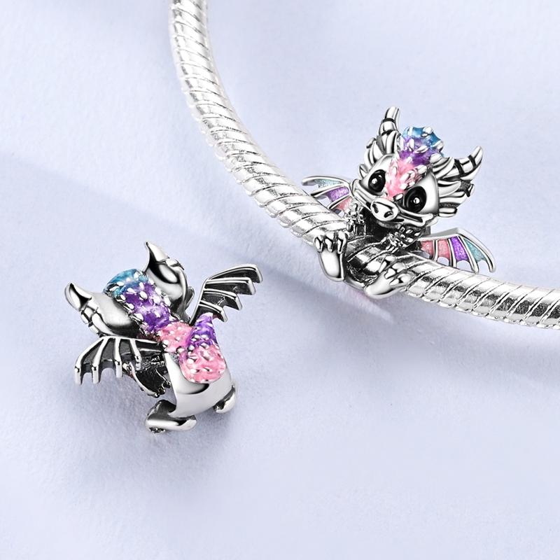 Charms Beads Pendant Copper Cute Dragon Bow Perfume Charm Fit Original Bracelet Necklace Women Diy Jewelry Gifts