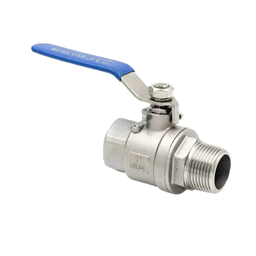 304 Stainless Steel Two-Piece Manual Ball Valve with Internal/External Threads for Water Pipes, Sizes: 4 Points, 6 Points, or DN15.