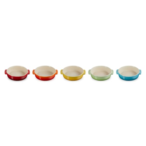 Le Creuset Deep Tapas Dishes, 14 Cm, Rainbow Design, Heat-Resistant, Microwave- and Oven-Safe, Pack of 5, Oven Dish, Bakeware, Gratin Dish [Official J