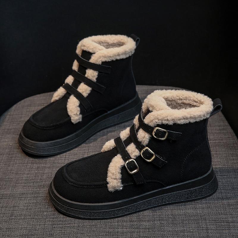 Women's 2025 new winter lamb wool Korean version ins tide Internet celebrity warm velvet snow casual shoes