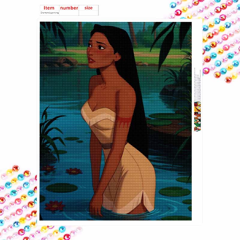 Disney Diamond Painting Kit Pocahontas Hand Embroidery 5D DIY Diamond Art Home Decor Creative Handicrafts Elegant Wall Decor Set Art