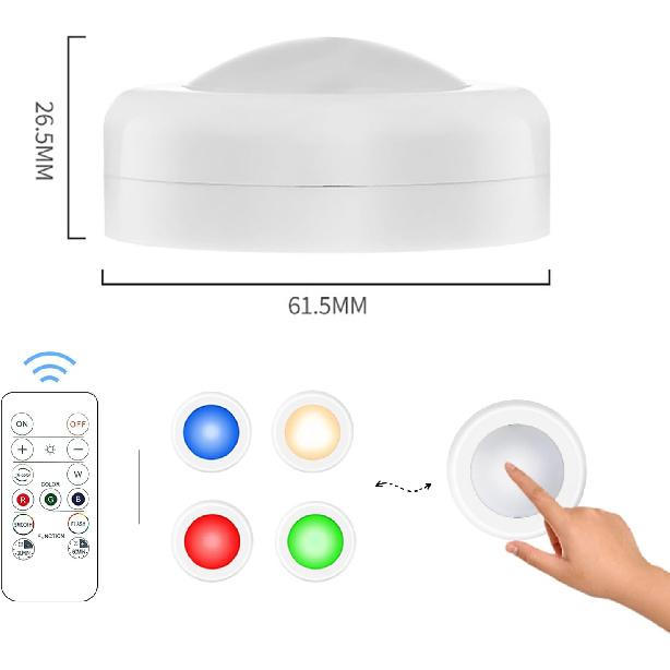LED Puck Lights with Remote Control, 16 Color Changeable Under Cabinet Lights with Control & Timing, Battery Operated Wireless Closet Lights for