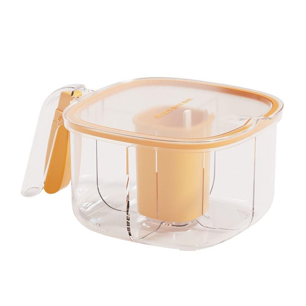 Plastic Four Grid Integrated Seasoning Box Transparent Moisture-Proof Press Type Seasoning Tank Sealed with Spoons