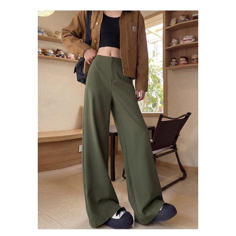 Women High Waist Wide Leg Casual Suit Trousers Petite Fit