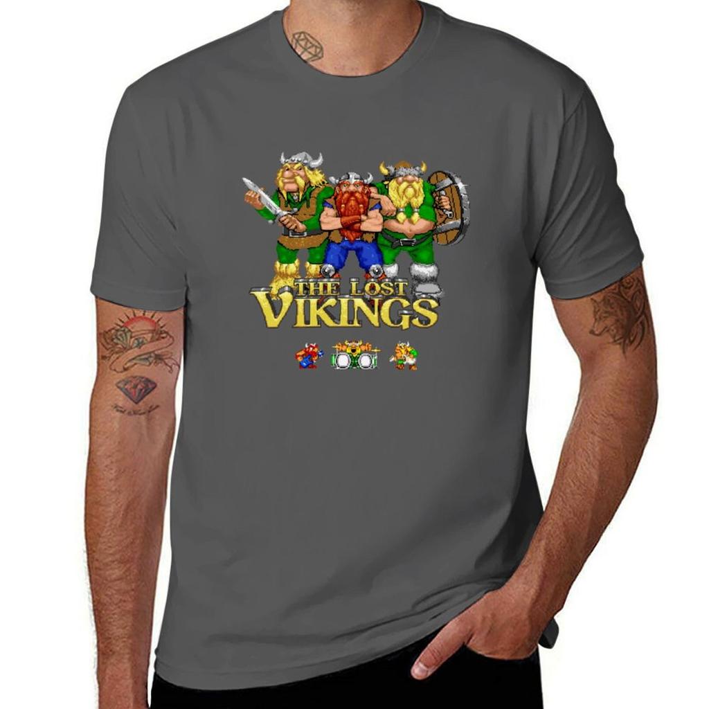 Lost Vikings Das T-Shirt Lässiges Mode Kurzarm Baumwoll-T-Shirt