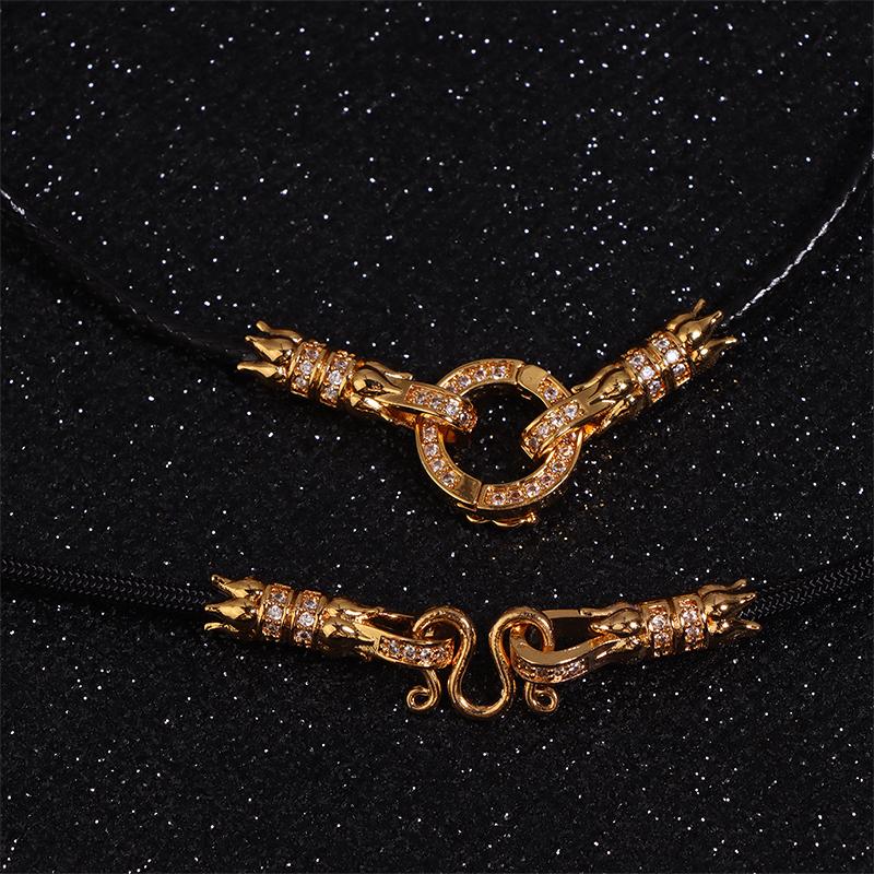 Chaîne de Pendentif Bouddhiste Thaïlandais Réglable Corde de Collier Simple Avec Boucle Cercle de Lotus en Zirconium Micro-Diamant