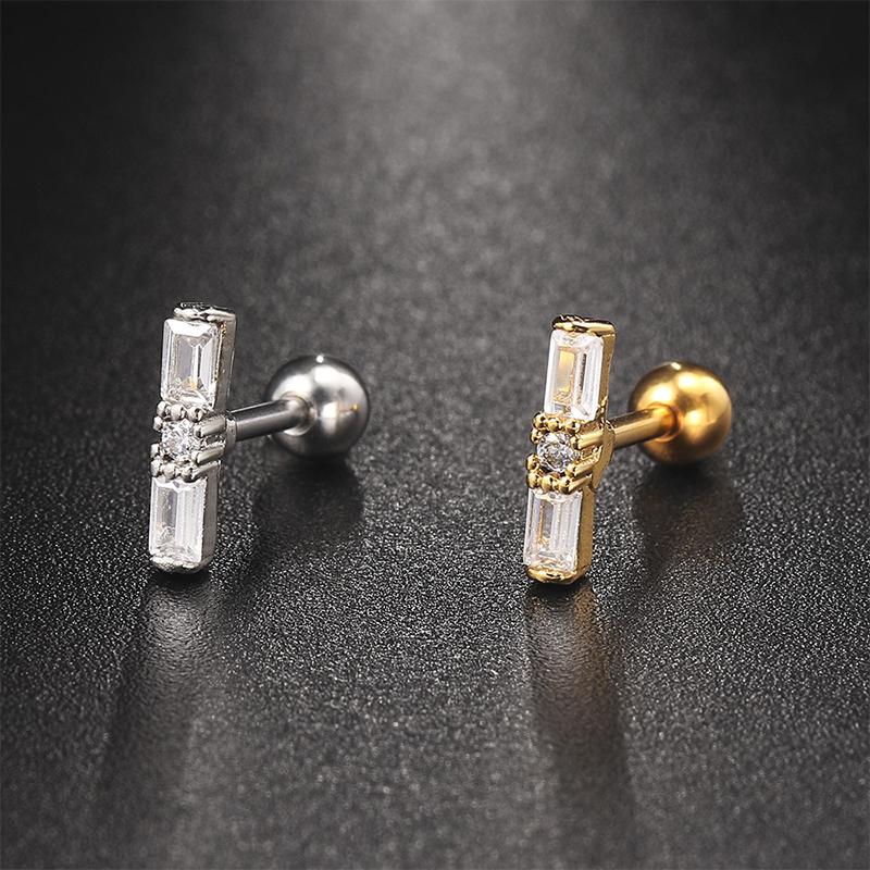 1Pcs Zircon Earring For Women Ear Bone Nail Cartilage Earring Spiral Stud Earrin