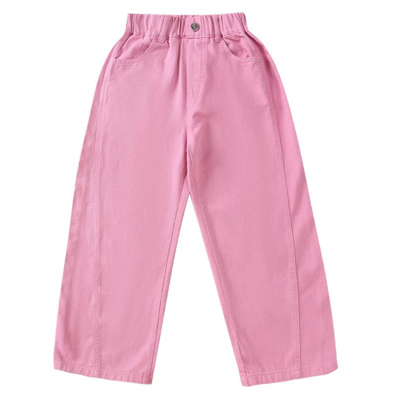 Kids Designer Pink Yellow Jeans For Teenage Girl 5 6 7 8 10 12 14 Y Children Cotton Denim Pants Stylish Candy Color Trousers