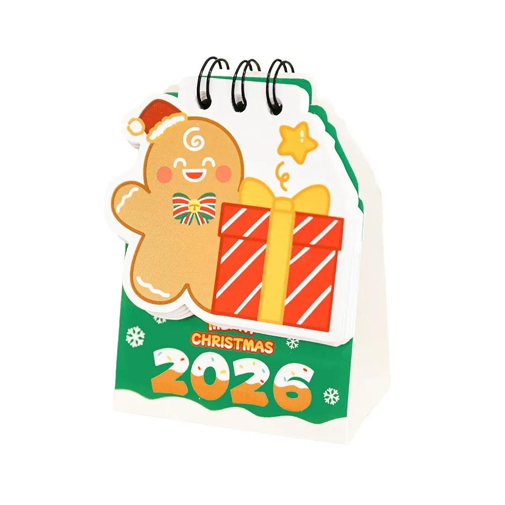 Simple Mini 2026 Desk Calendar Coil Binding Cartoon Desktop Calendar Santa Claus Schedule Planner Desktop Decoration