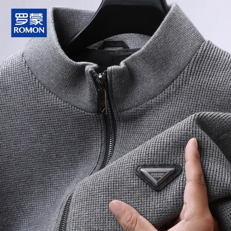 ROMON Men s Thick Stand-Collar Zip-Up Knit Cardigan 2XL