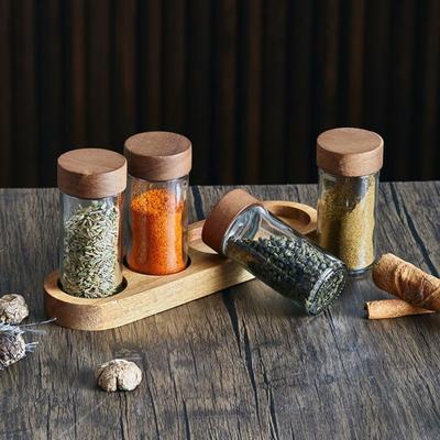 4PCS Moisture-proof Glass Seasoning Jars Transparent Salt Seasoning Organizer  Seasoning Container