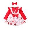 Newborn  Long Sleeve Deer Tops+Bowknot Suspender Skirt+Headband Set