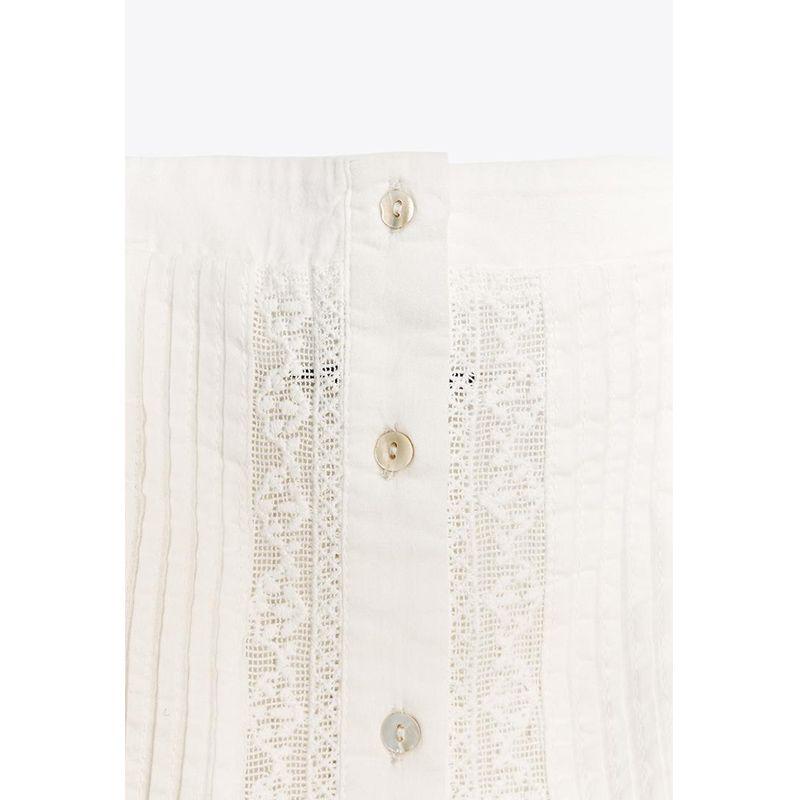 Summer New Product Women's Clothes American Sweet Single-Breasted Embroider Ruched Straight Collar Sling Tops 7521011