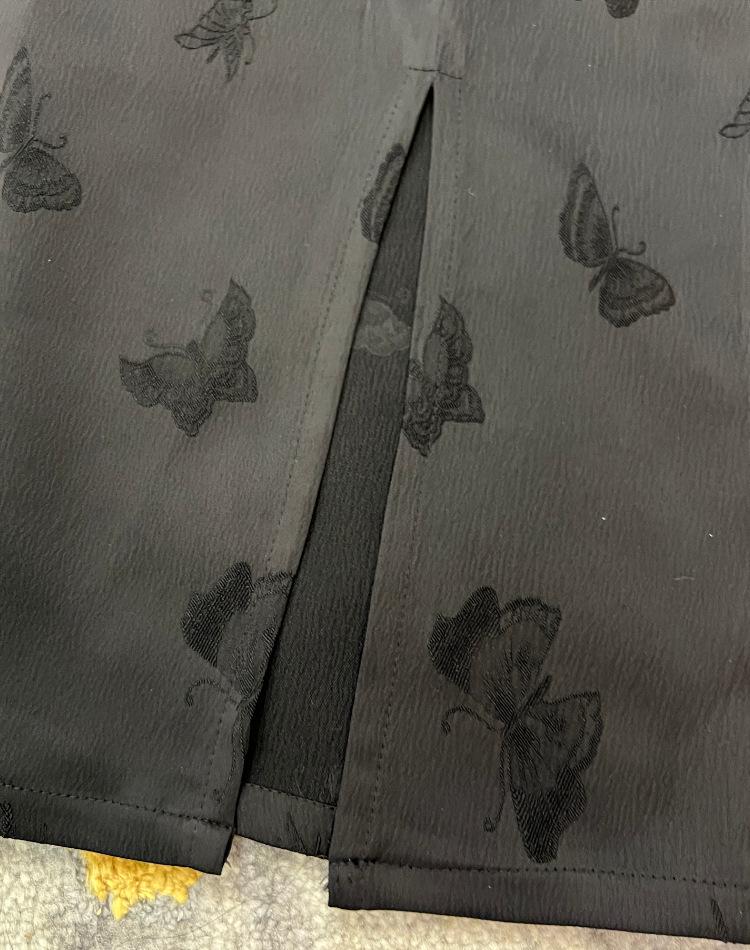 Damen Hochtaillierter Jacquard-Rock mit Quasten, Frühjahr 2025: Schlankmachender, drapierter, gerader Schnitt im neuen chinesischen Stil