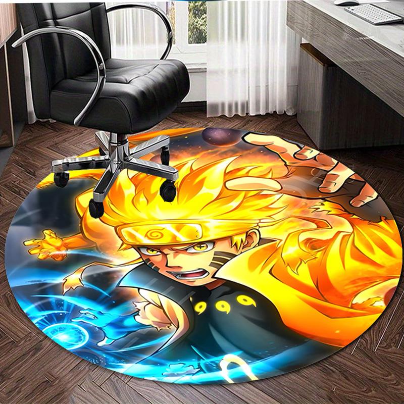 1 Stück NARUTO (3) Runder Teppich mit Aufdruck Stuhl Runder Teppich Geeignet für Schlafzimmer Wohnzimmer Heimdekoration Teppich